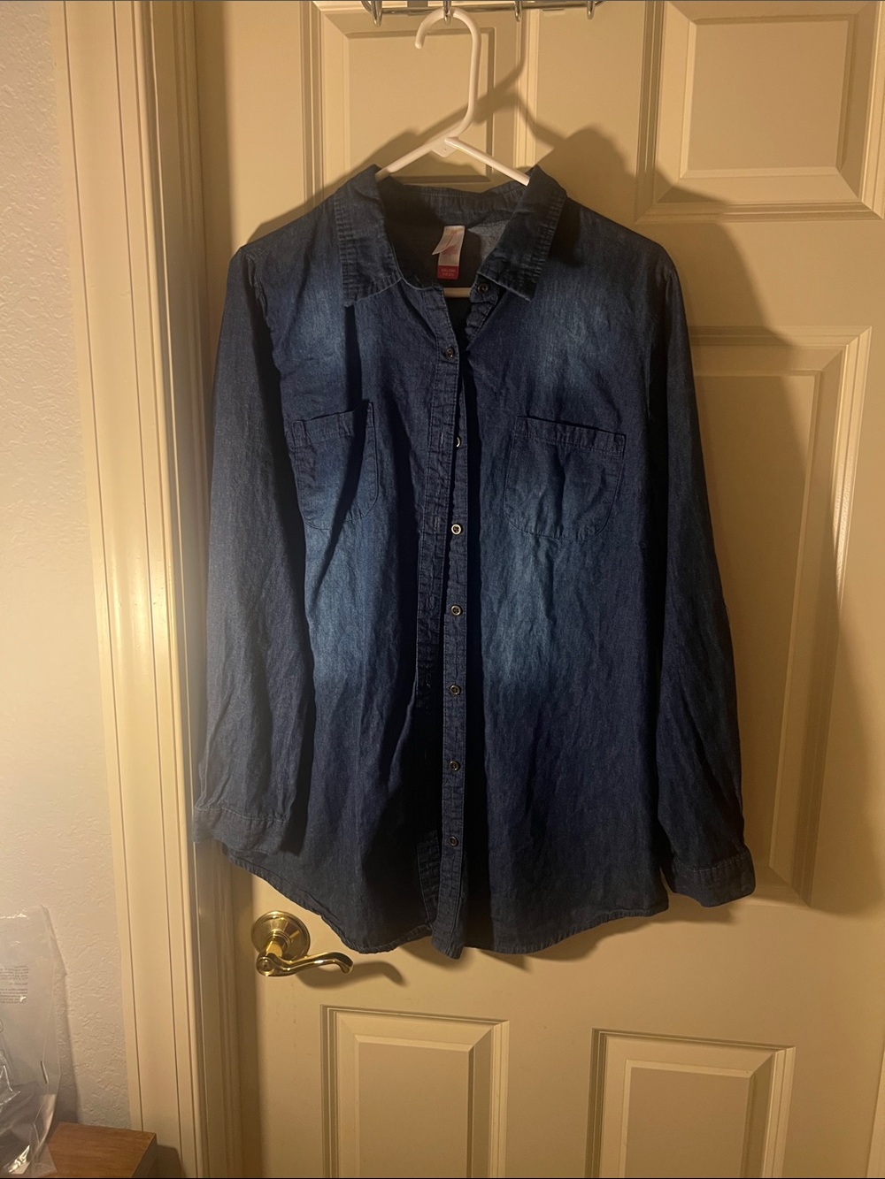 No Boundaries Dark Blue Denim Button-Down Shirt